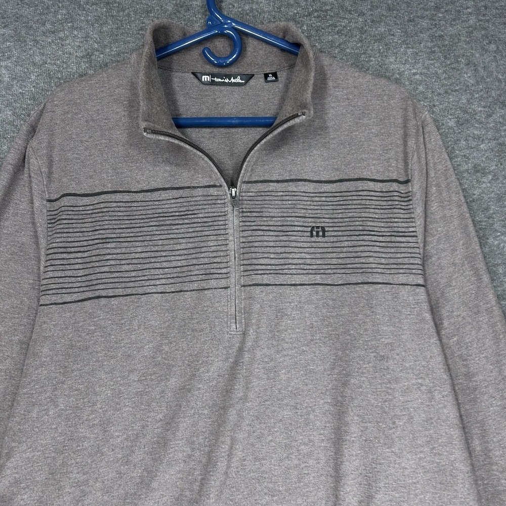Travis Mathew Sweater Mens XL Brown  Zachary 1/4 Zip Pullover Outdoor Golf